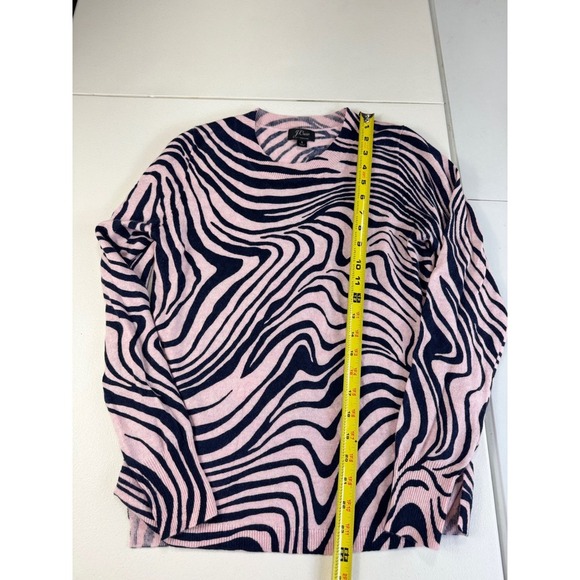 J Crew Zebra Print Crewneck Sweater Pink Black Animal Print Top cashmere S - Picture 3 of 7